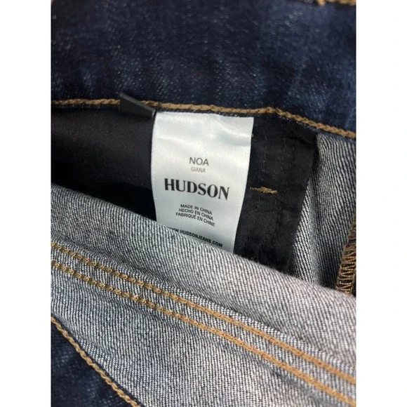 Hudson Womens NOA Giana Straight Leg Jeans Dark Wash Raw Hem Size 27 - Picture 6 of 7